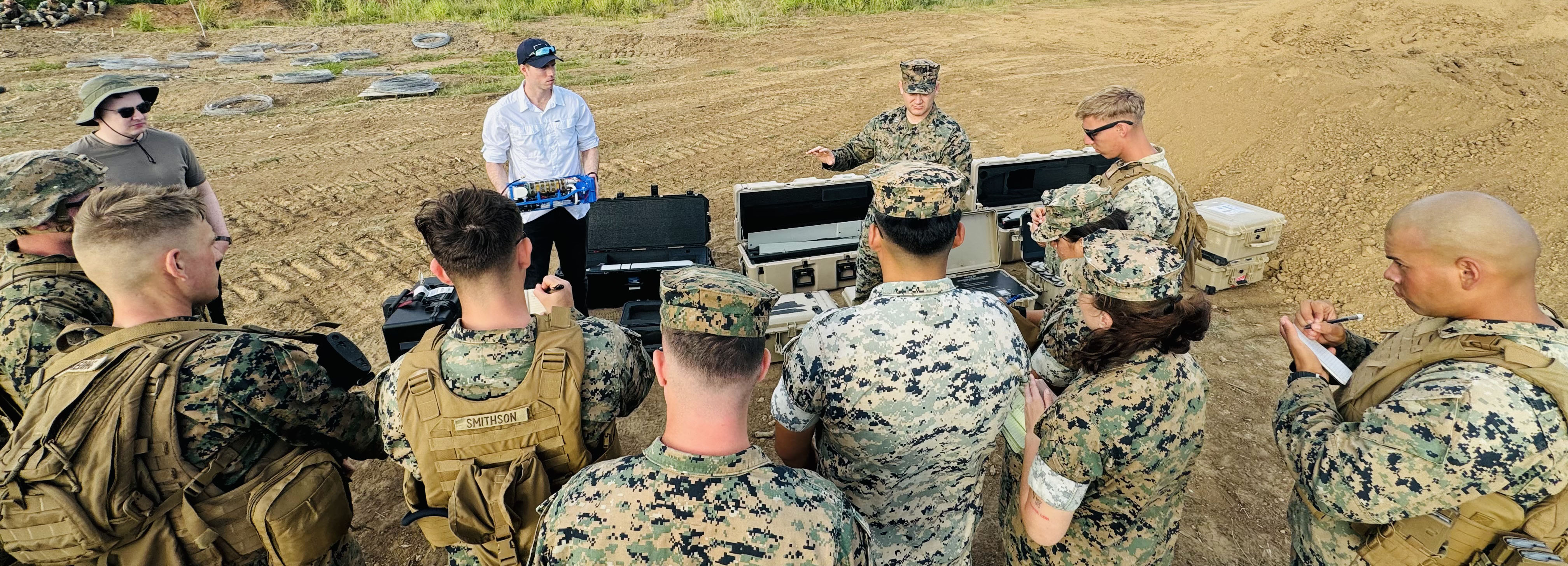 NRL Principal Investigator Kevin Cronin talks with Marines about the H-SUP